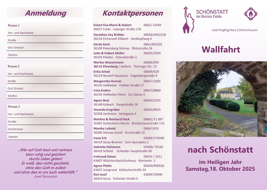 Wallfahrt nach Schönstatt